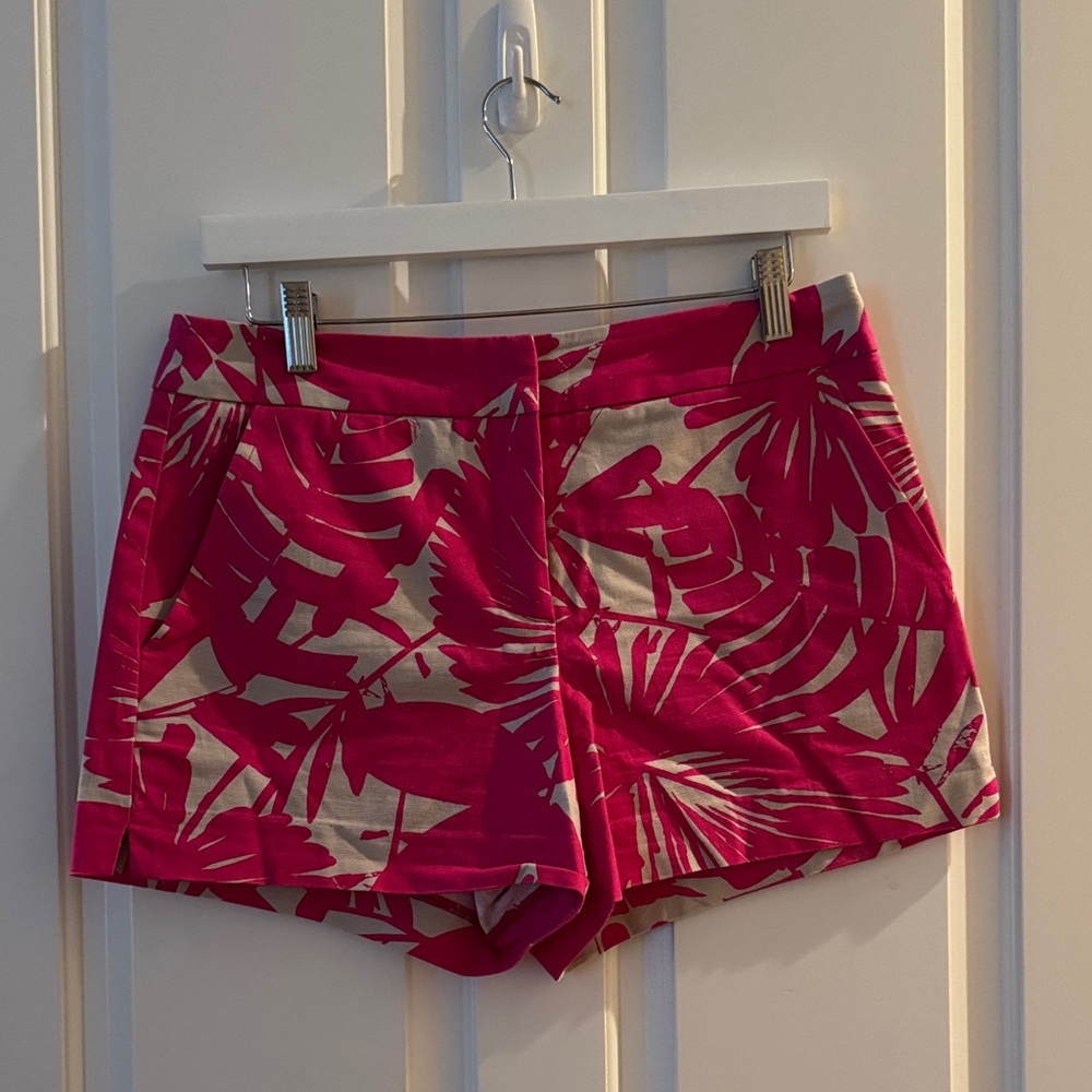 Trina Turk Pink and Tan Patterned High Waist Shorts